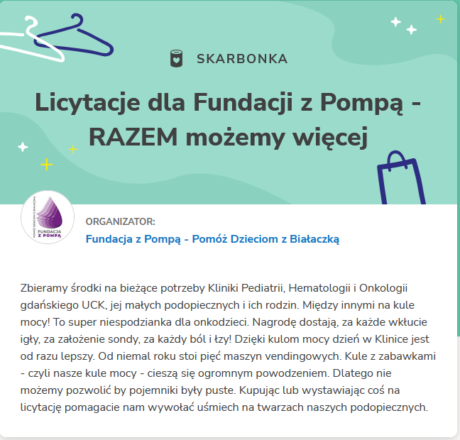 Licytacje dla Fundacji z Pompą - RAZEM możemy więcej